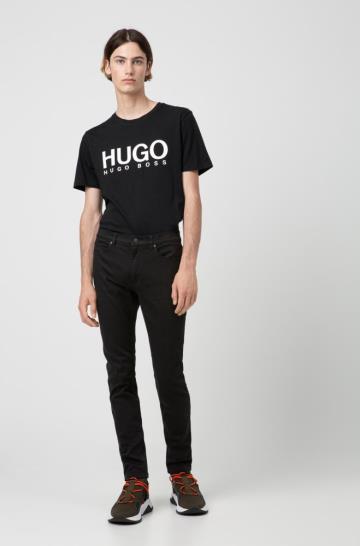 Koszulki HUGO Crew Neck Czarne Męskie (Pl79679)
